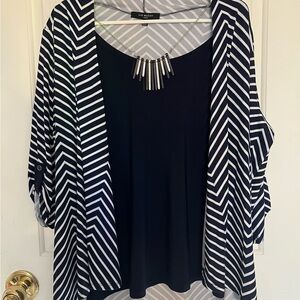 Liz McCoy Navy and White Chevron 2pc Look w/Matching Necklace